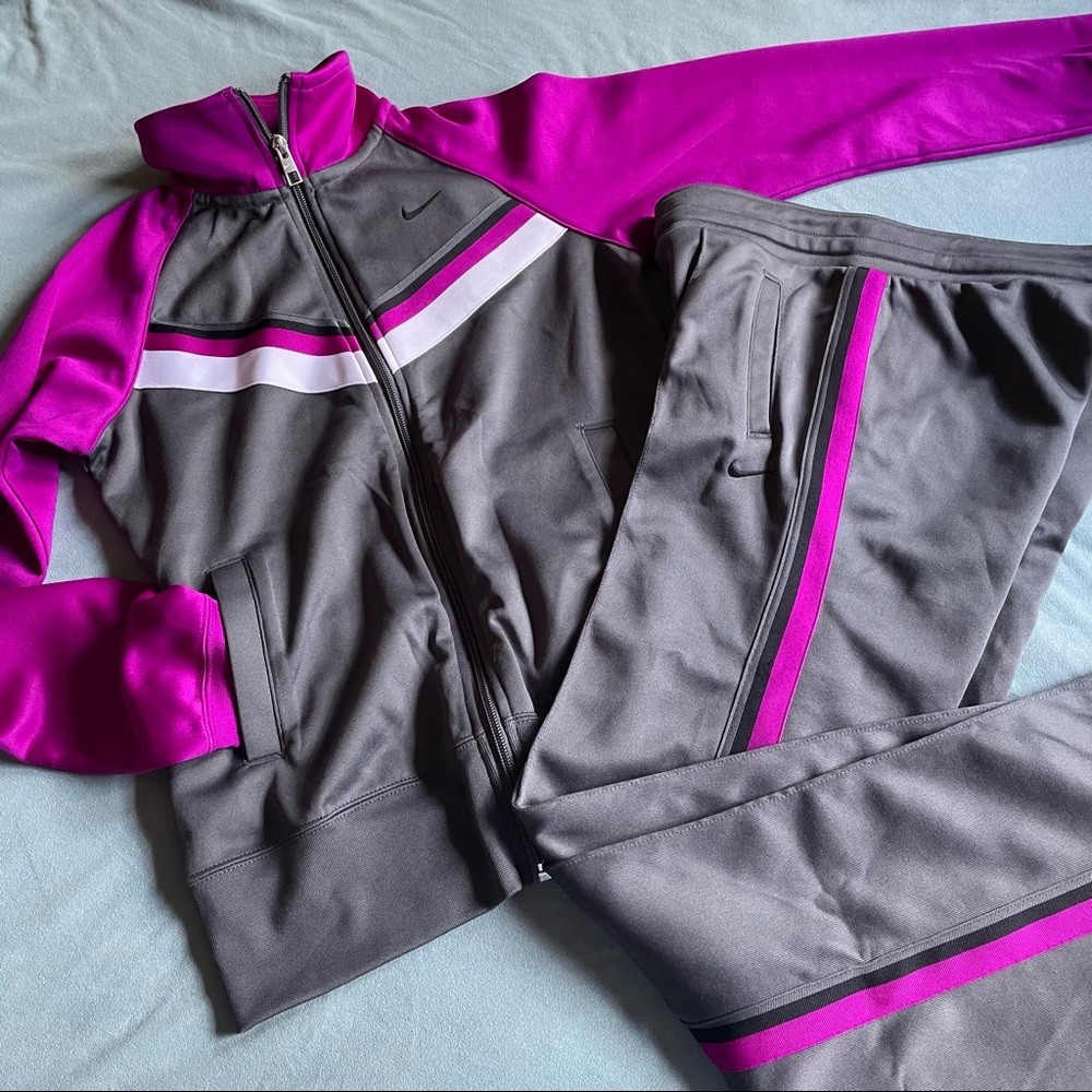 Nike Track Suit - Charcoal Gray and Magenta
